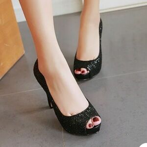 Guess Sequins Peep Toe Heels